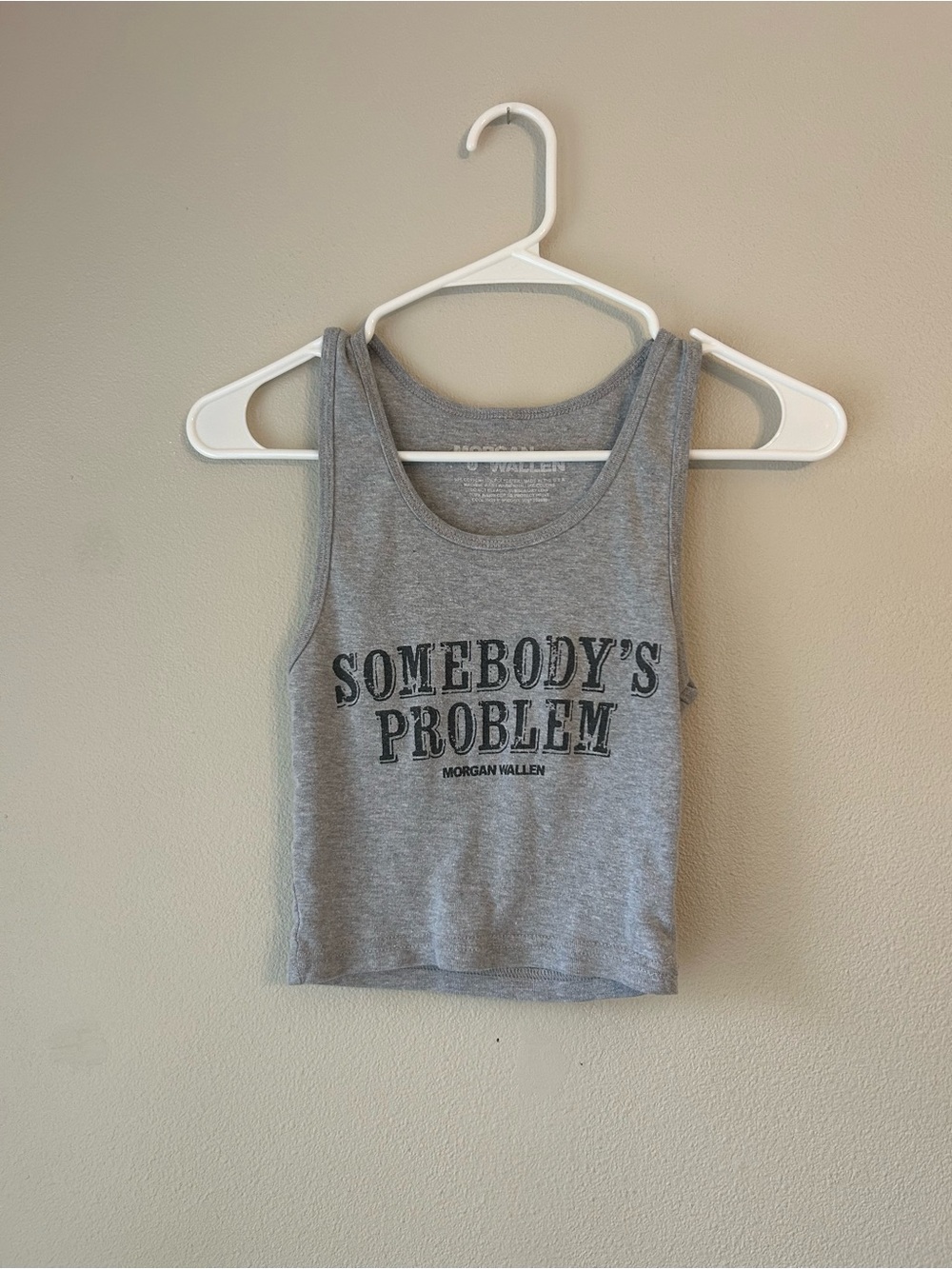 Morgan Wallen Somebody's Problem Grey Crop Tank Top